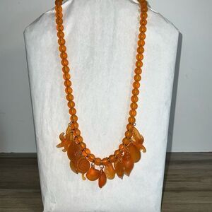 Ahbra Cale Collections Genuine Lucite Necklace Women’s Orange Sea Shell Nautical